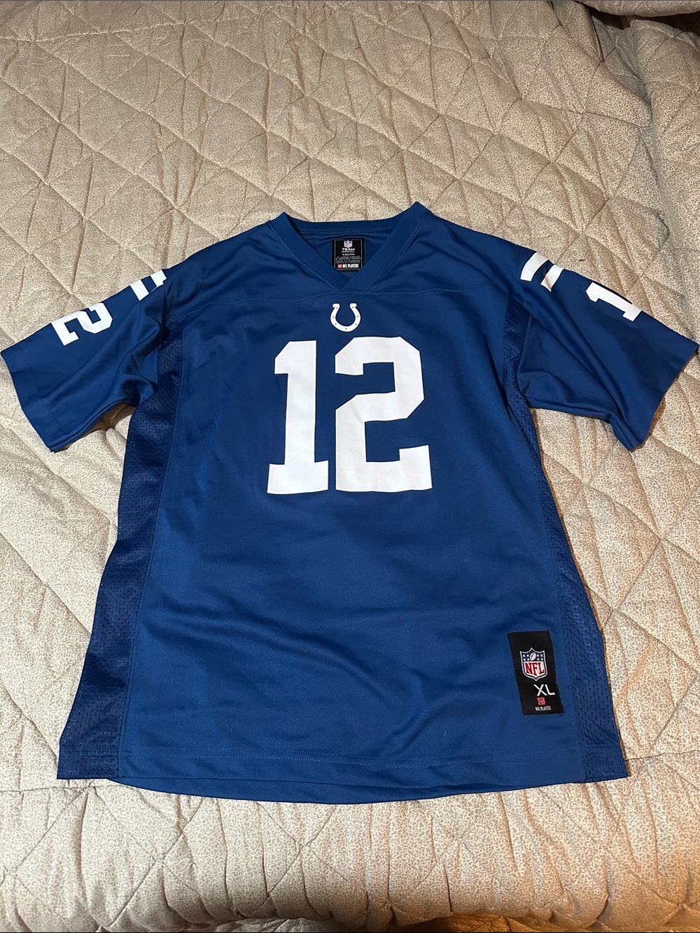 NFL Blue #12 Colts Football Jersey - White Accents
